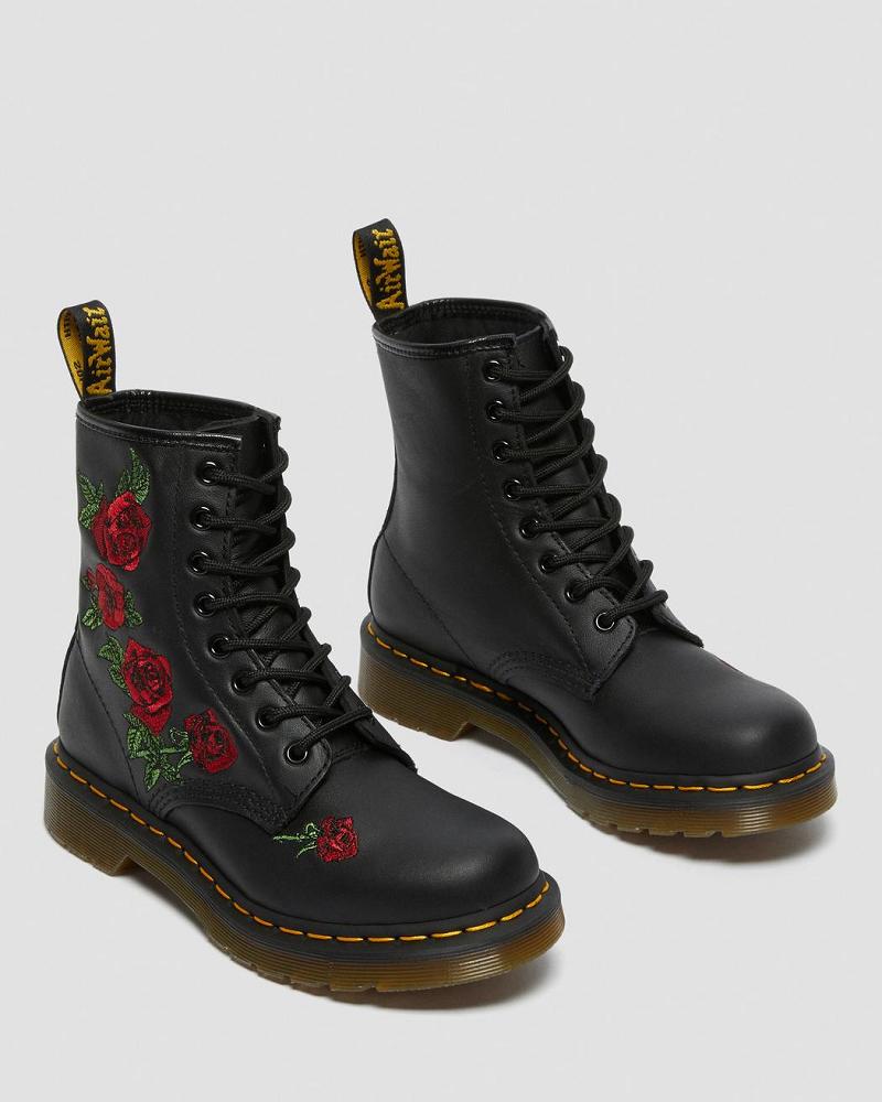 Dr Martens 1460 Vonda Floral Læder Snørestøvler Dame Sort | DK 215YXF